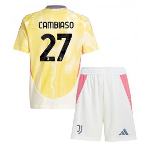 Billiga Juventus Andrea Cambiaso #27 Bortatröja Barn 2024-25 Kortärmad (+ Korta byxor)